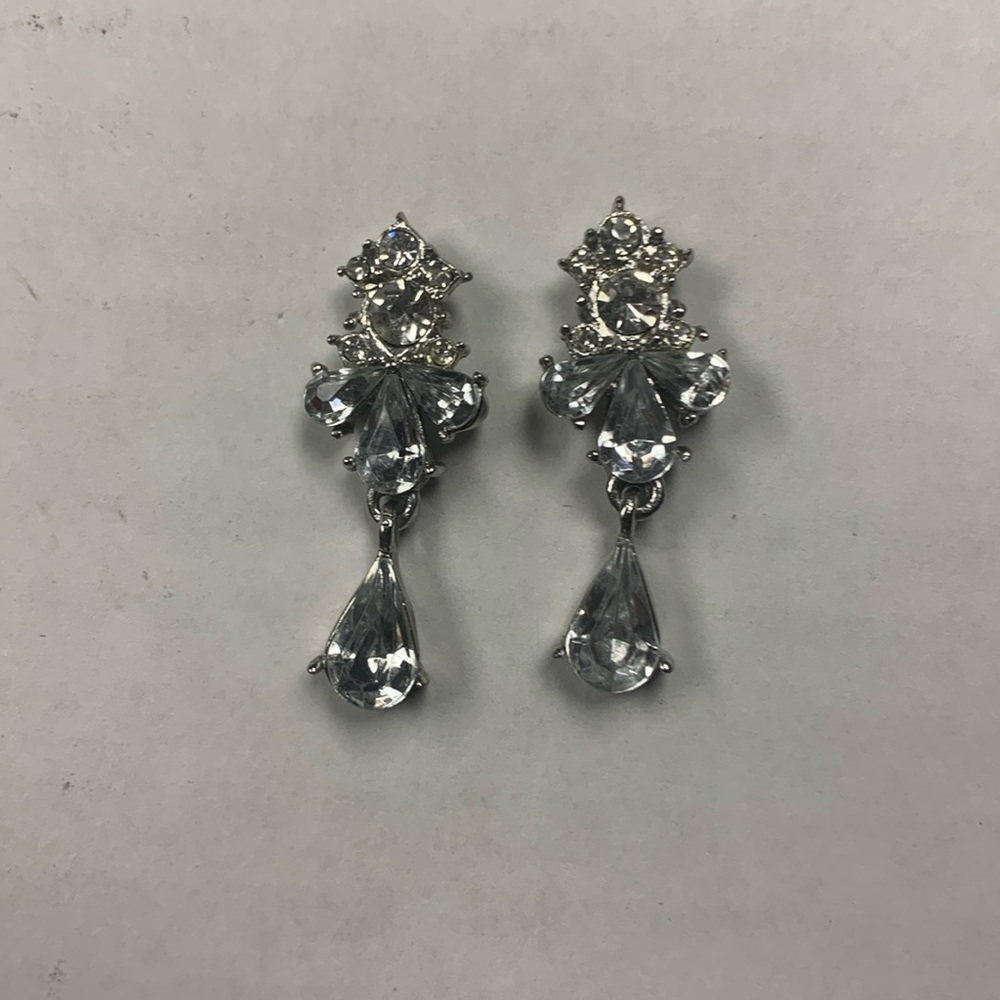 #7 Small diamond style earrings silver toned